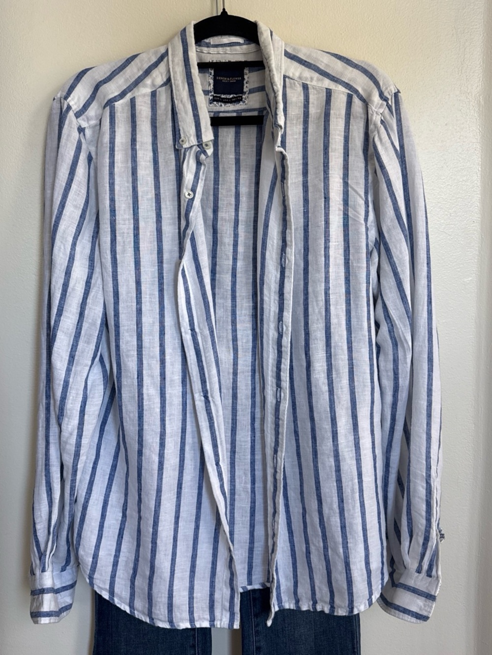 Denim & Flower Blue and White Vertical Stripe Button-Down Shirt